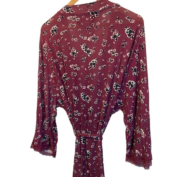 LA VIE EN ROSE Purple Floral Print Lightweight Sleep Robe S/M - Picture 4 of 8